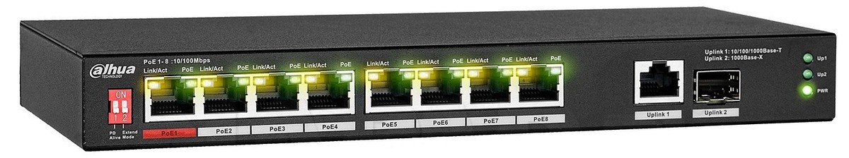 سوئیچ 8 پورت PoE داهوا مدل DH-PFS3110-8ET1GT1GF-96